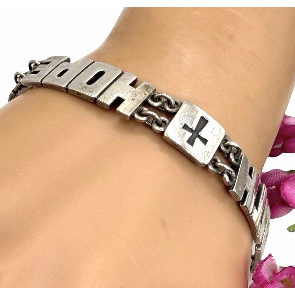 Retired James Avery Bracelet Faith Hope Love Cross Sterling Silver Christian 7.5